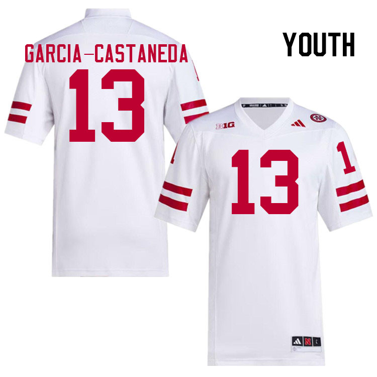 Youth #13 Isaiah Garcia-Castaneda Nebraska Cornhuskers College Football Jerseys Stitched Sale-White